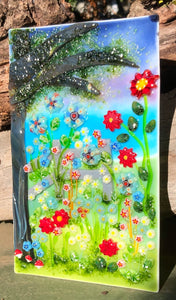 Twilight Meadow Fused Glass Panel