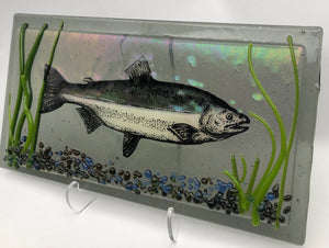 Fish panel - Iridescent on Gray