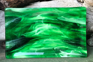 Green and White Streaky - Fused Glass Dish