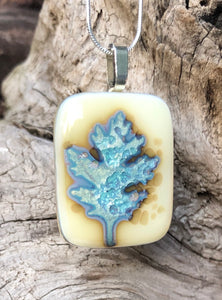 Silver Oak Leaf with Turquoise