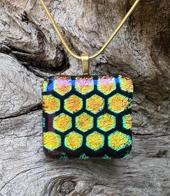 Honeycomb Shimmer Dichroic Glass Pendant