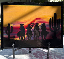 Load image into Gallery viewer, Cowboys at Sunset - 11 1/2” Art Panel