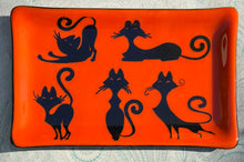 Load image into Gallery viewer, Halloween Diva Kitties Fused Glass Dish