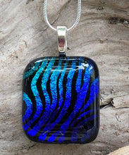 Load image into Gallery viewer, Blue Flames Dichroic Glass Pendant