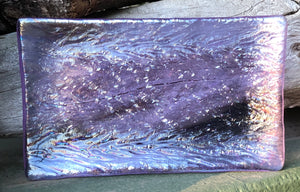 Textured Iridescent over Neo Lavender - Fused Glass Dish