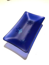 Load image into Gallery viewer, Fused Glass - Deep Royal Blue with Irid Snowflakes Dish