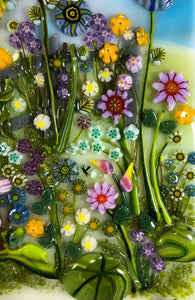 Early Spring Meadow Fused Glass Panel