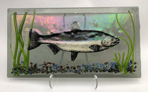 Fish panel - Iridescent on Gray