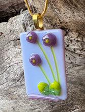 Load image into Gallery viewer, Trio of Violets - Fused Glass Pendant