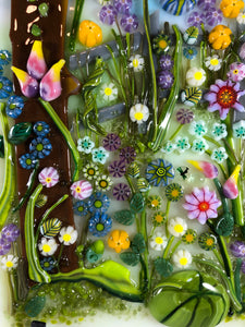 Early Spring Meadow Fused Glass Panel