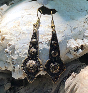 Ornate Filigree Earrings - Antique Bronze