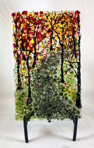Autumn Walk Fused Glass Art Panel
