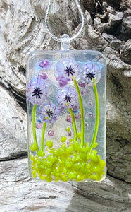 Lavender Posies Fused Glass Pendant