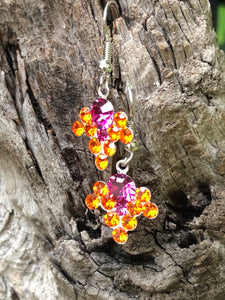 Art Nouveau Cluster Crystal Earrings