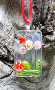 April Blooms Fused Glass Pendant