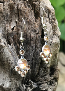 Art Nouveau Cappuccino and Lt Topaz Crystal Earrings