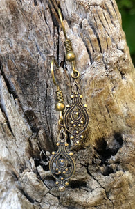 Victorian Filigree Earrings - Antique Bronze