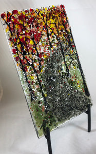 Autumn Walk Fused Glass Art Panel