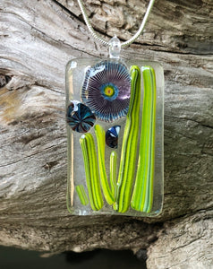 Passionflowers Fused Glass Pendant