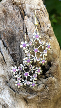 Load image into Gallery viewer, Lavender Floral Crystal Earrings