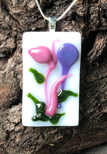 Meadow Blooms Fused Glass Pendant