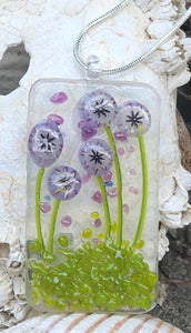 Lavender Posies Fused Glass Pendant