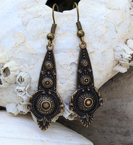 Ornate Filigree Earrings - Antique Bronze