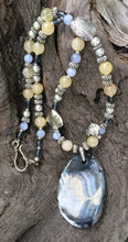 Load image into Gallery viewer, Mineral Necklace - Angelfish Agate with Aragonite and Blue Chalcedony