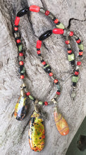Load image into Gallery viewer, Mineral Necklace - Sea Sediment Jasper, Jade, Onyx and Coral