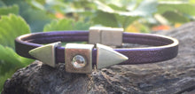 Load image into Gallery viewer, Leather Bracelet - Purple with Arrow Sliders