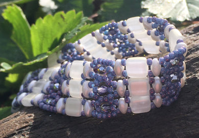Lavender and Moonglow Czech Glass Beaded Bracelet