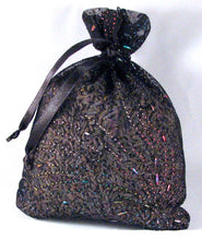 Load image into Gallery viewer, Sheer Black Organza with Iridescent Shapes 5&quot; x 7&quot;