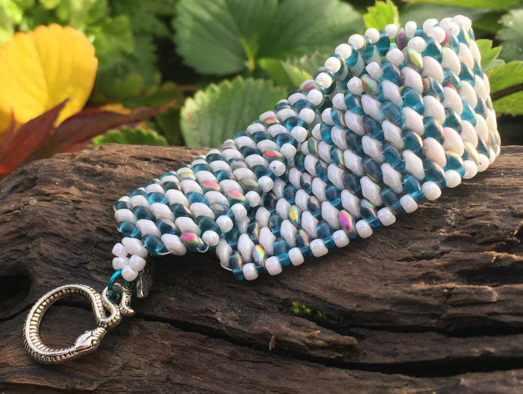 Snakeskin Bracelet - Iridescent Aqua and White