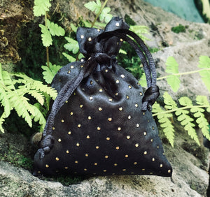 This Black Satin Lavender Sachet is studded with tiny gold beads and is useful in diminishing stress, easily fits in a drawer, purse, gym bag, or locker and makes a unique gift. The contents of each sachet is Oregon lavender, and only lavender, thus there are no other fillers. Lavender has plenty of its own natural oils, so give it a gentle squeeze to slightly bruise the buds to draw out more fragrance. This sachet should not be heated or put into a microwave oven.