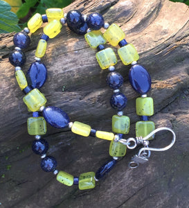Mineral Necklace - Blue Goldstone & Jade Choker