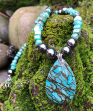 Load image into Gallery viewer, Mineral necklace - Blue Zebra Jasper and Turquoise