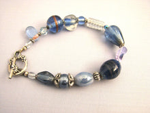 Load image into Gallery viewer, Lampwork Glass Bracelet - Cadet Blue Clear Silver