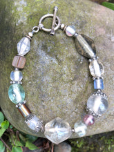 Load image into Gallery viewer, Lampwork Glass Bracelet - Clear Gray Amber Green