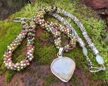 Load image into Gallery viewer, Kumihimo Necklace and Bracelet Set - Earthy Prehnite Set