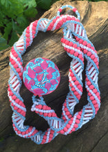 Load image into Gallery viewer, Beaded Necklace - Fuschia Cream and Seafoam Helix