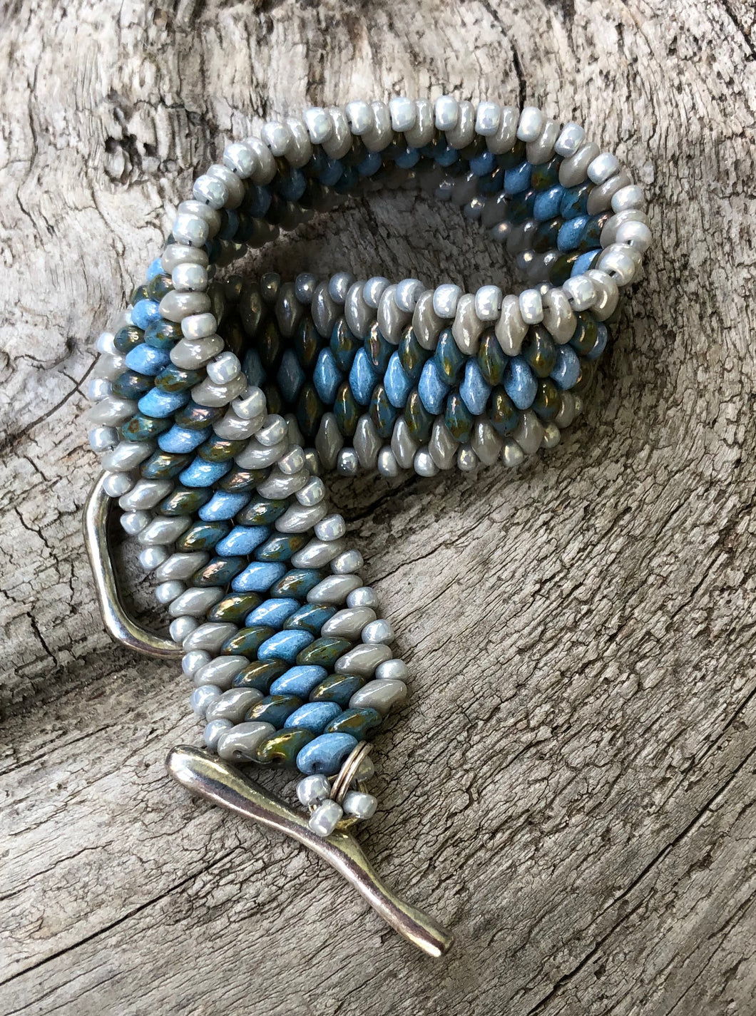 Snakeskin Bracelet - Gray and Light Blue