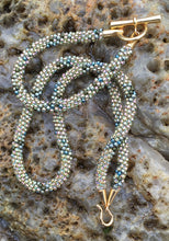 Load image into Gallery viewer, Kumihimo Necklace and Bracelet Set - Gold and Olive Multicolored