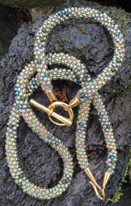 Kumihimo Necklace and Bracelet Set - Gold and Olive Multicolored