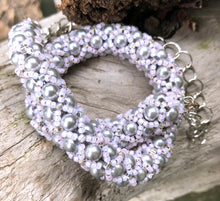 Load image into Gallery viewer, Beaded Necklace - Silver and Pink Netted Treasure
