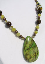 Load image into Gallery viewer, Mineral Necklace - Green Zebra Jasper with Onyx Necklace