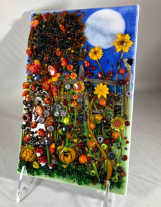 Harvest Meadow II Fused Glass Art Panel