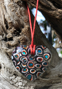 Fragile Heart Glass Necklace - Peacock