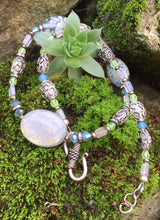 Load image into Gallery viewer, Mineral Necklace - Labradorite and Lampwork Glass Choker