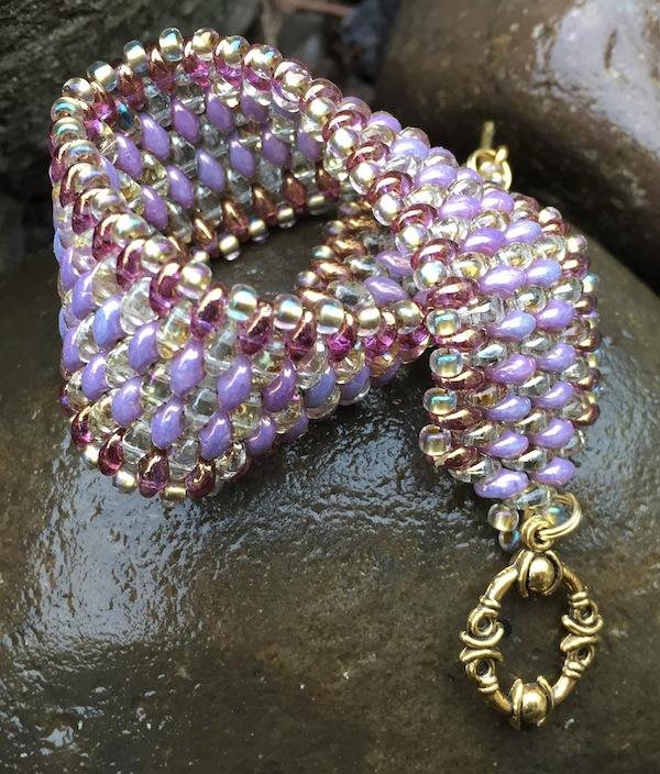 Snakeskin Bracelet - Lavender and Crystal Twilight
