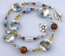 Load image into Gallery viewer, Lampwork Glass Necklace - Light Blue Amber and Lime
